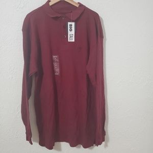 IZOD 100% Cotton Long Sleeve Men's Polo red Striped LT *New with Tags*